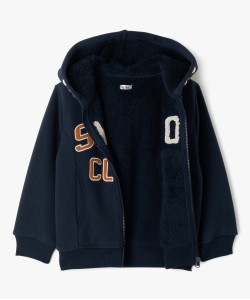 Sweat zippé en maille polaire avec intérieur sherpa garçon